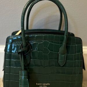Kate Spade Dark Green Croc-Embossed Satchel